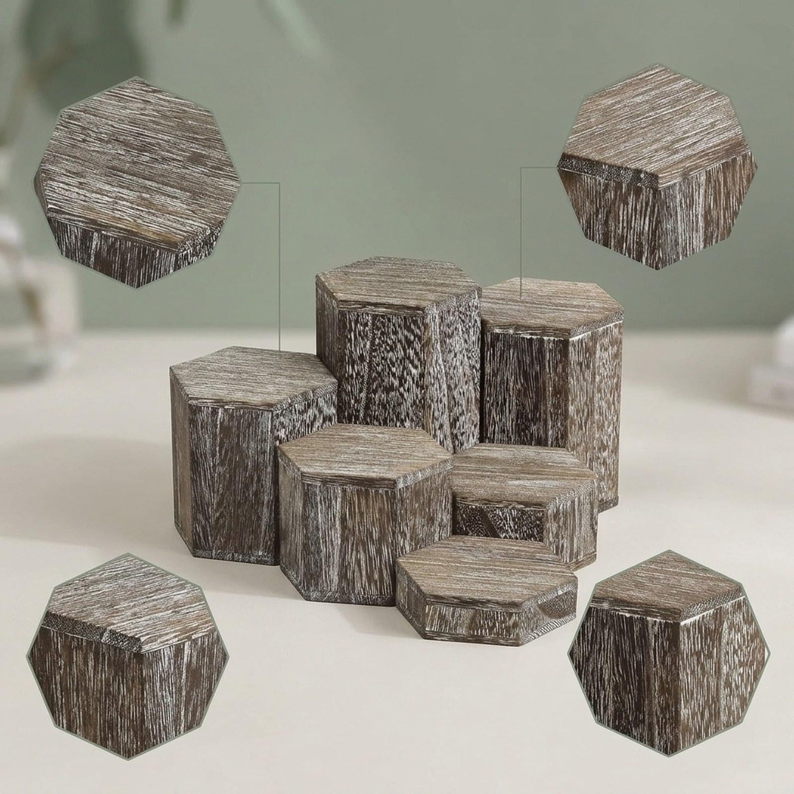 Soporte para Buffet de 6 Piezas, Elegante Bandeja de Presentación de Madera, Expositor de Joyas, Estante para Postres, Soporte para Figuras con, Gris, Individual