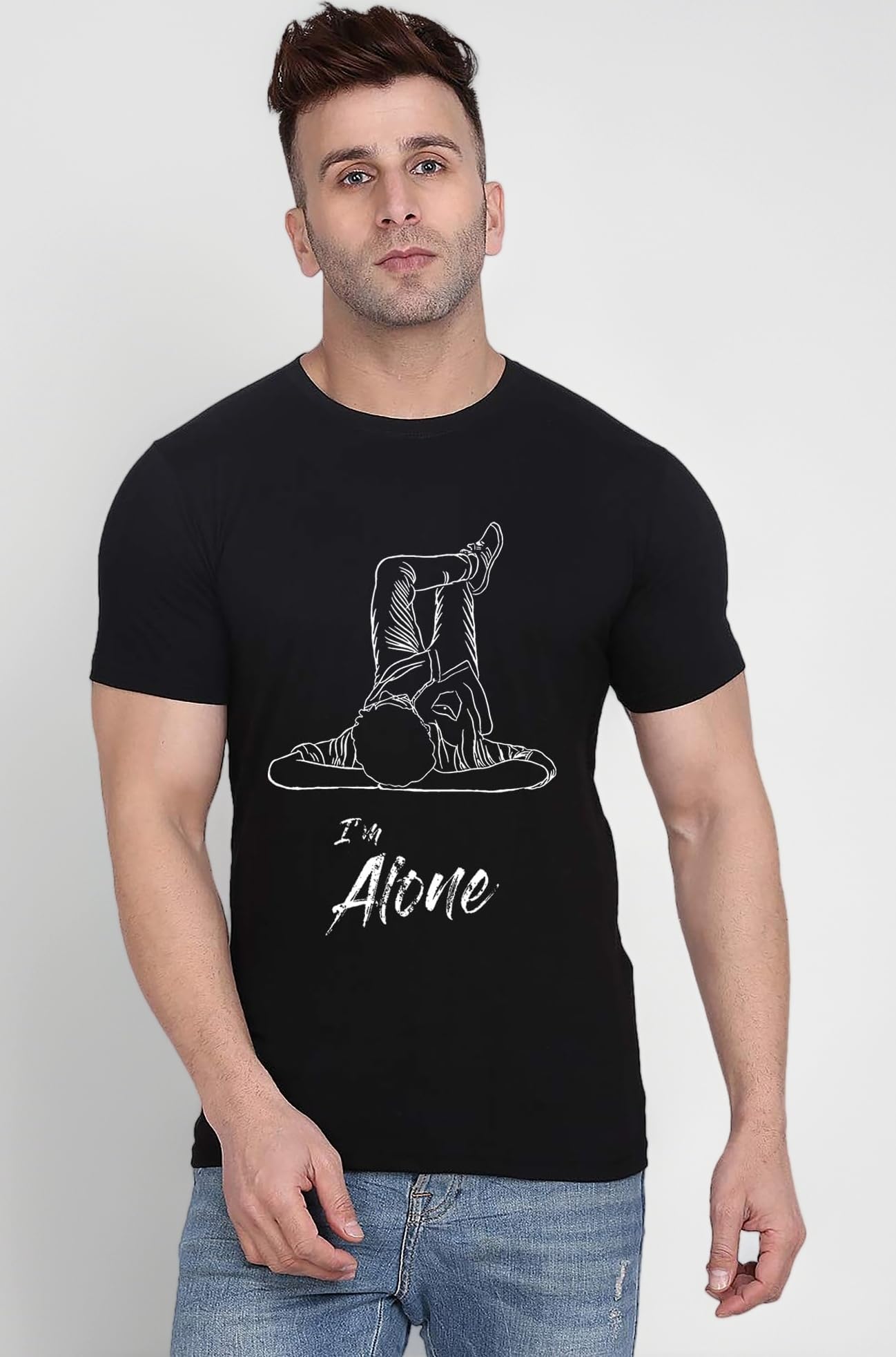 Fashion Love |Stylish Graphic T-Shirt |I’m Alone T-Shirt for Men|Cotton HSR-4881