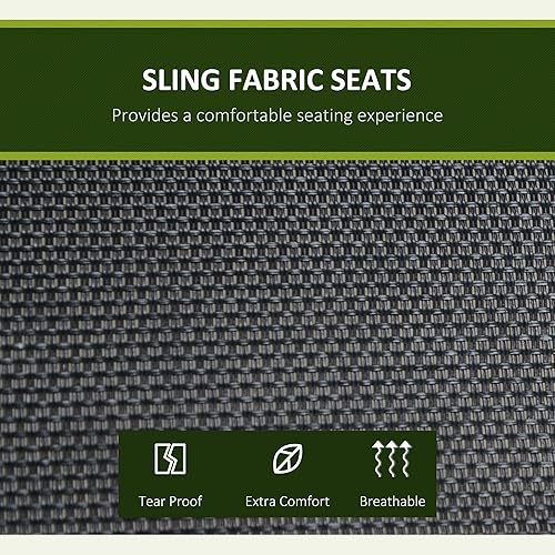 Miniatura 4 de Outsunny Silla columpio de 3 asientos para porche al aire libre, planeador de columpio para patio con toldo ajustable, asiento transpirable y marco