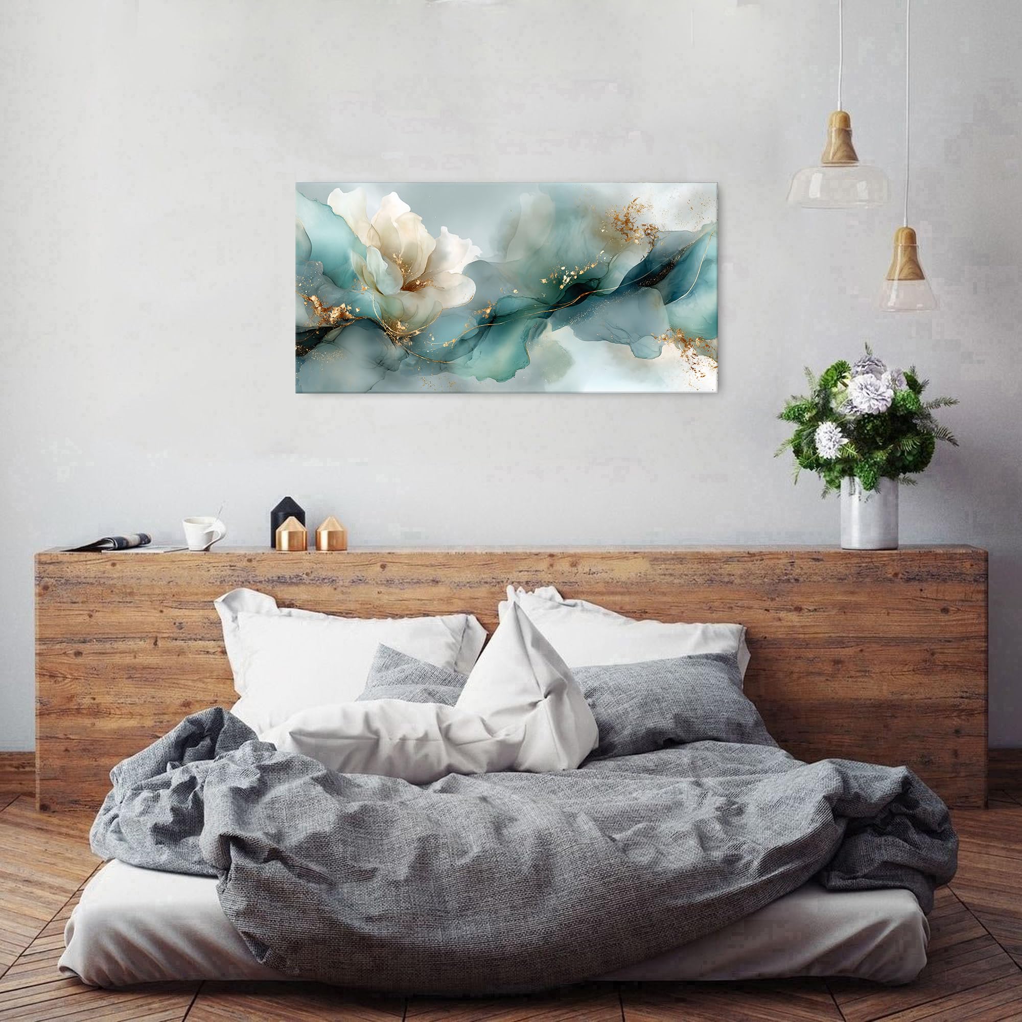 AIYISU Fleur Impression sur Toile Decoration Murale Peinture 20x40in Tableaux Decoratifs Muraux Décoration Moderne Abstraite Fleur Tableau Decoration Murale Salon Chambre Bureau - Prêt à Accrocher