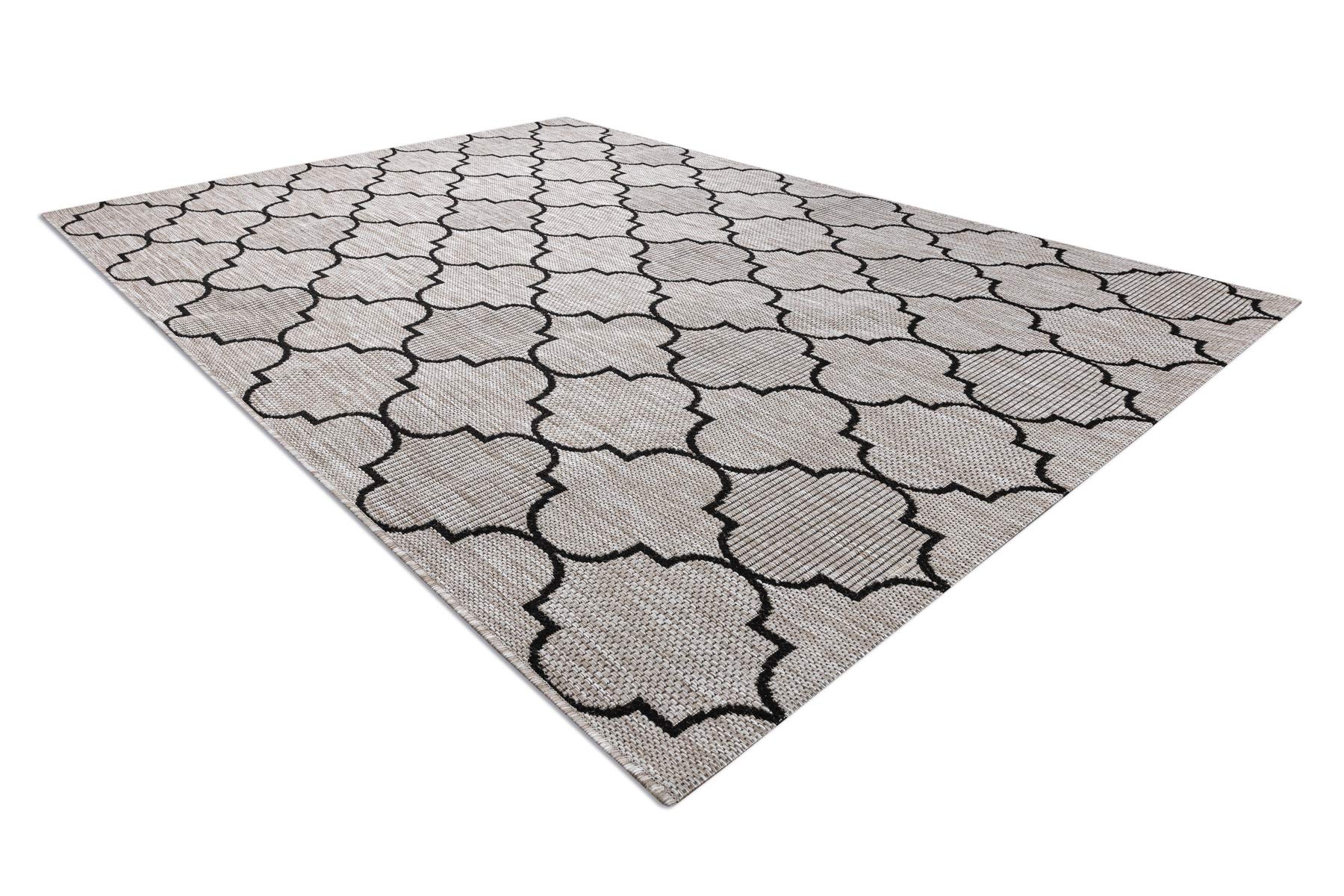 rugsx Nowoczesny dywan sizalowy FLOORLUX do salonu, sypialni, na taras, do kuchni, srebrny/czarny, 80 x 150 cm