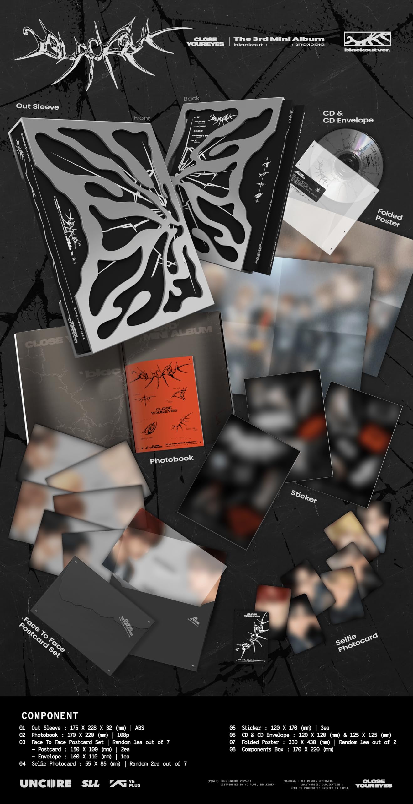 blackout CLOSE YOUR EYES Album [blackout ver.]+Pre Order Benefits+BolsVos Idol-Inspired Freebies (3rd Mini Album)