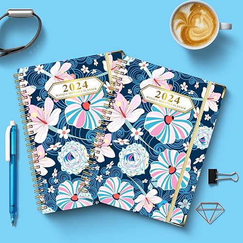 Miniatura 7 de Agenda 2024 – Agenda semanal y mensual 2024 con pestañas mensuales, enero 2024 a diciembre 2024, 8.5 x 6.2 pulgadas, bolsillo interior,