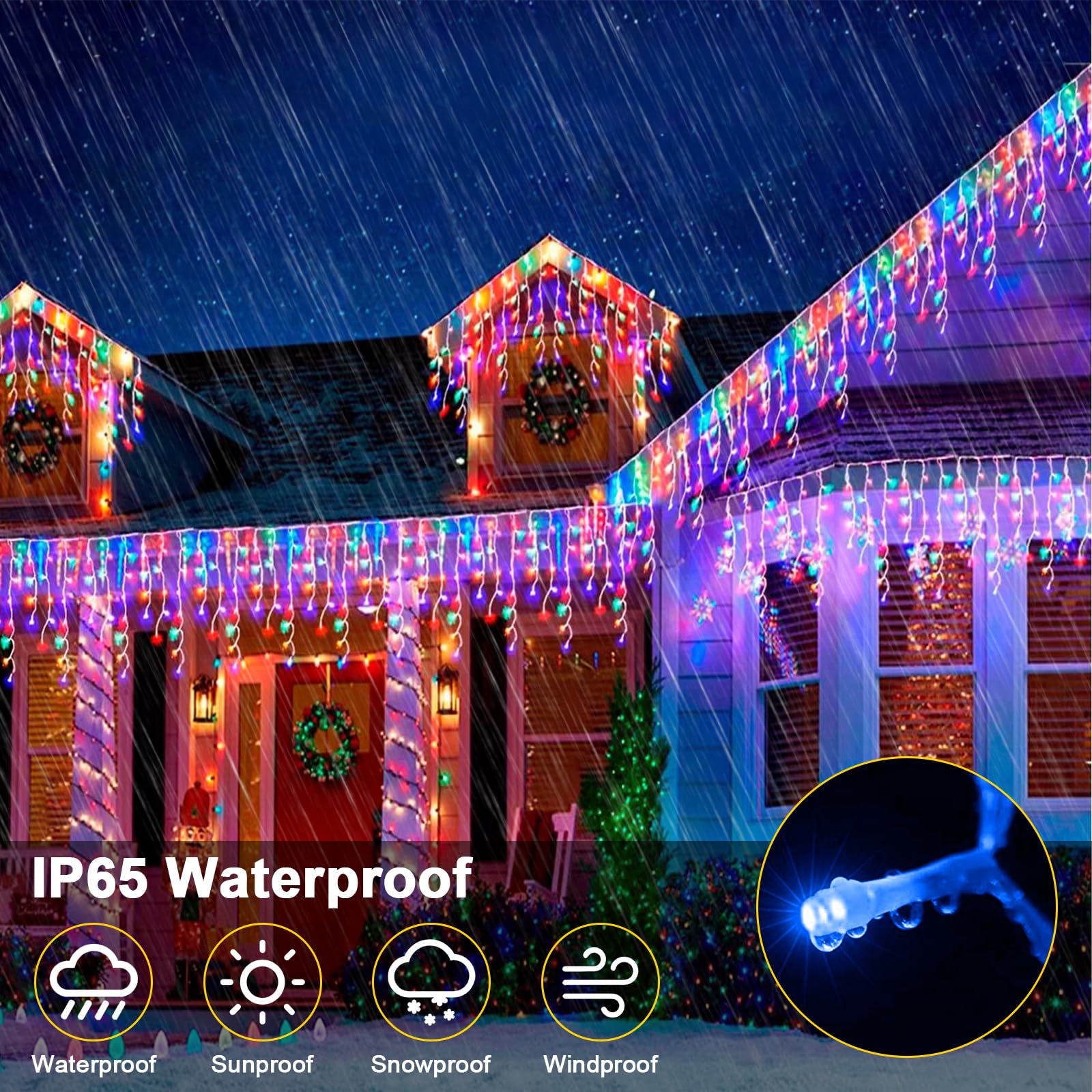 JIMACRO 5M/16.4FT Icicle Christmas Lights, 32pcs Icicle Fairy Lights - Image 4