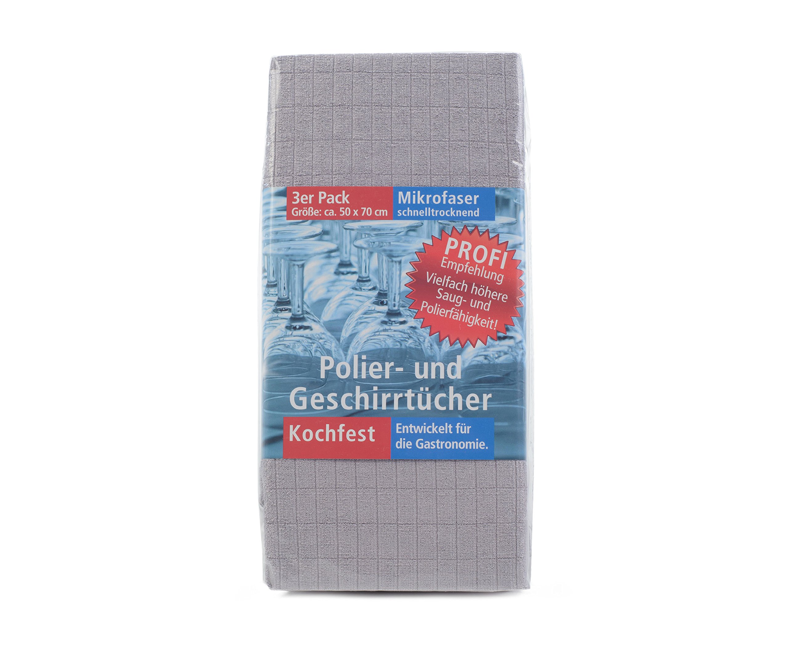 Gözze - Geschirrtuch-Set, 3-teilig, Mikrofaser-Poliertuch, 50 x 70 cm - Anthrazit (Packung mit 4)