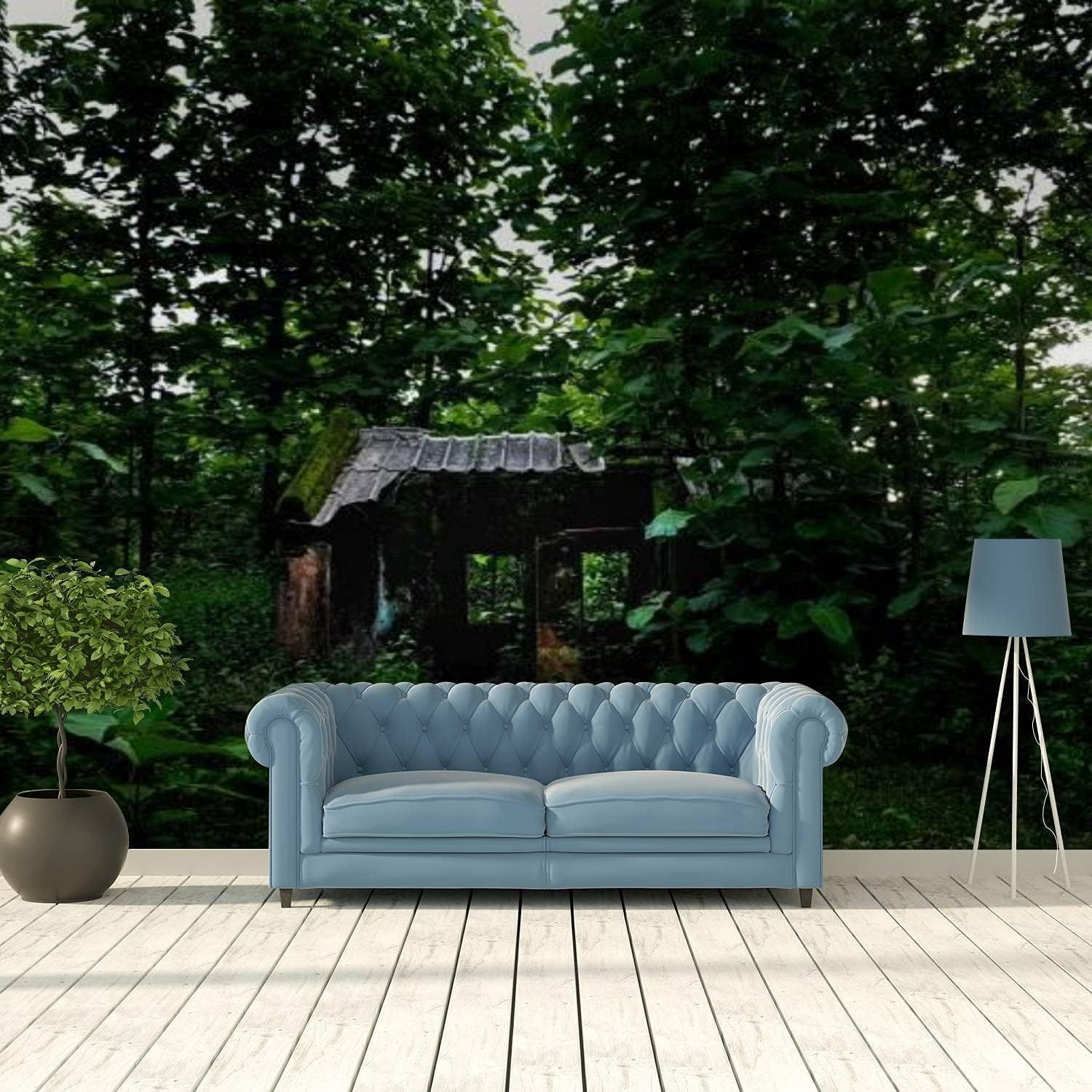 Papier peint 3D arbres forestiers amovible pour relooker un mur de chambre sans colle