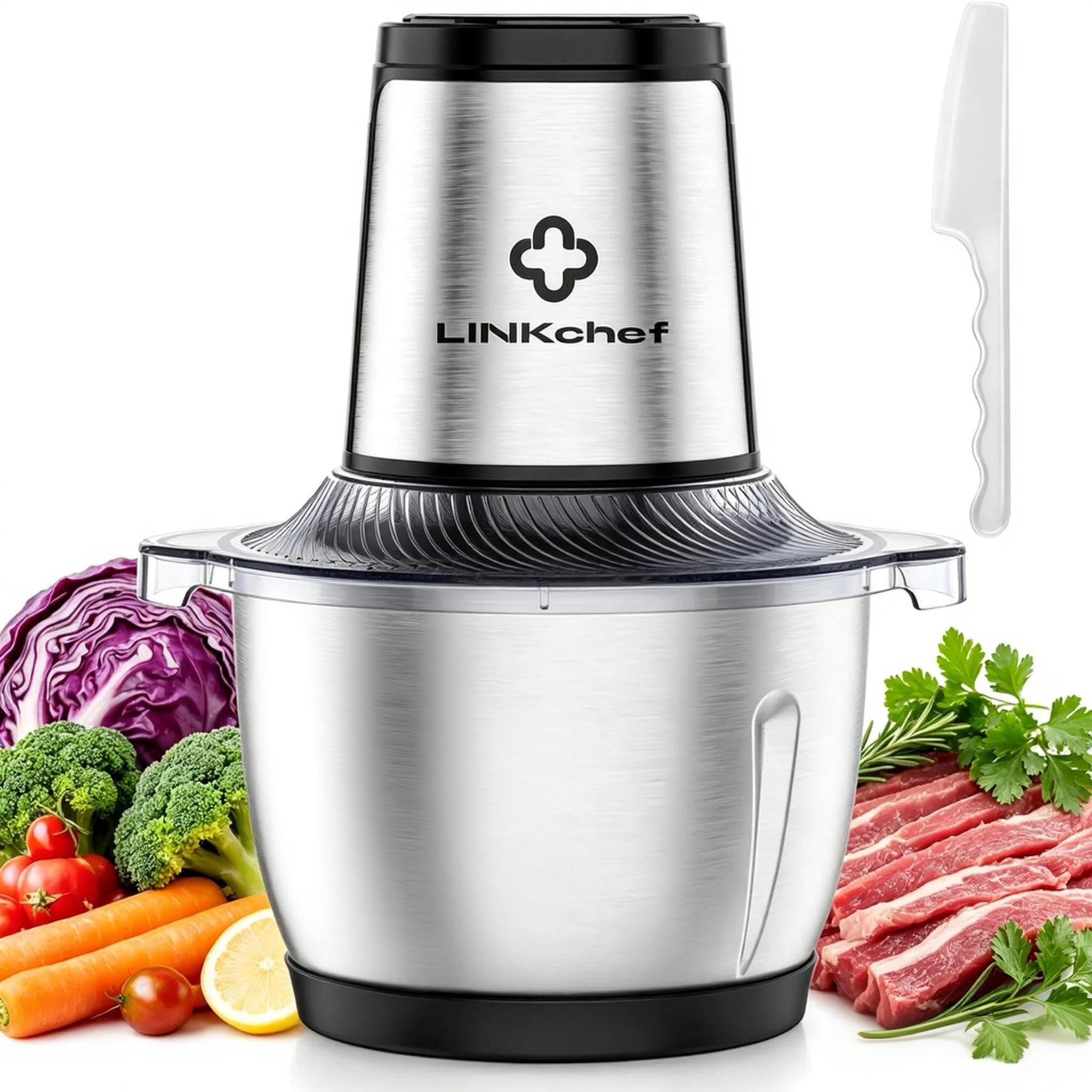LINKChef Food Processor, 1.5L Bowl, 2 Speeds, 3-Layer Blades, Mini Chopper