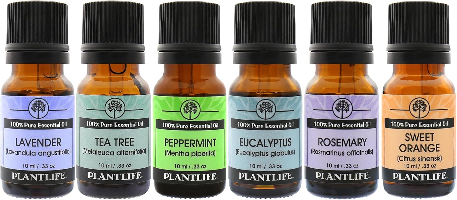 Plantlife Tree Set 6-Pack (Cedarwood, Cypress, Fir Needle, Pine, Rosewood, and Spruce) Aromatherapy Essential Oil Set - No Additives or Fillers - Made in California 10 ml