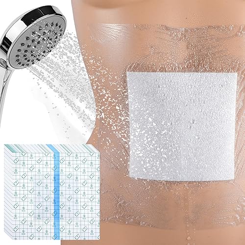 Sibba 30 unidades de protectores de heridas de 9 x 9 pulgadas, transparente, grande, para ostomía, vendajes adhesivos a prueba de ducha, protectores