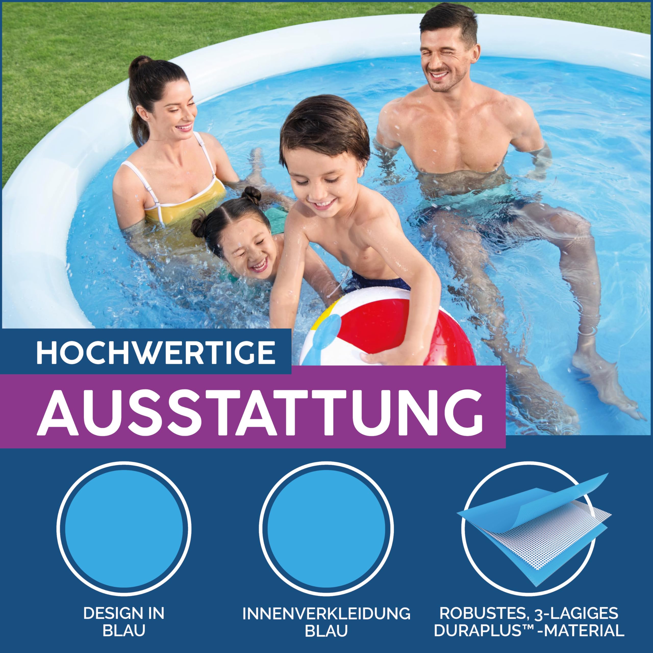Bestway® Fast Set™ Aufstellpool-Set mit Filterpumpe Ø 305 x 66 cm, blau, rund