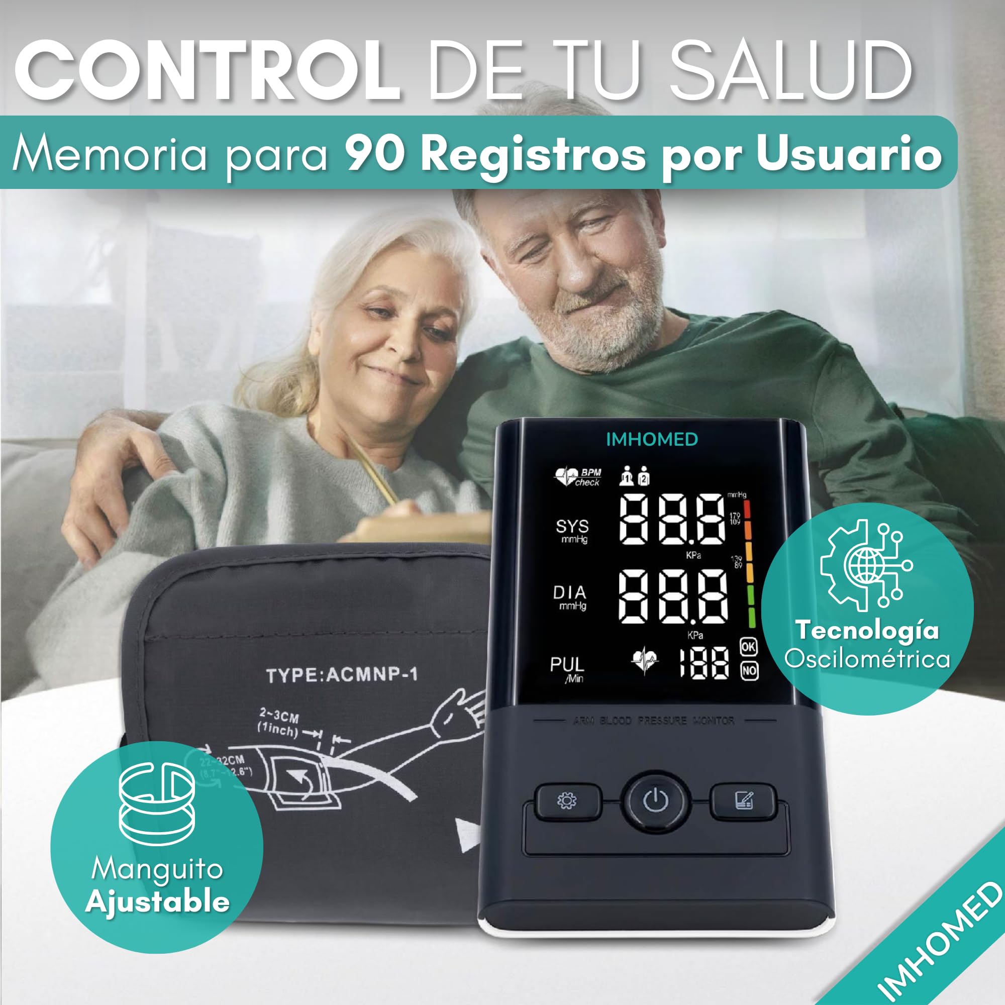 Tensiometro de Brazo Digital+Termometro Digital PACK PREMIUM, Uso Médico Validado, Doble Alimentación USB-C, Voz en Español, Pantalla HD, Medición Precisa Presión Arterial y Temperatura.