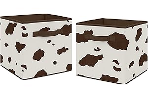 Moo Moo Brown Cow Storage Bins - Sweet Jojo Designs -Brown and Cream Cow Print