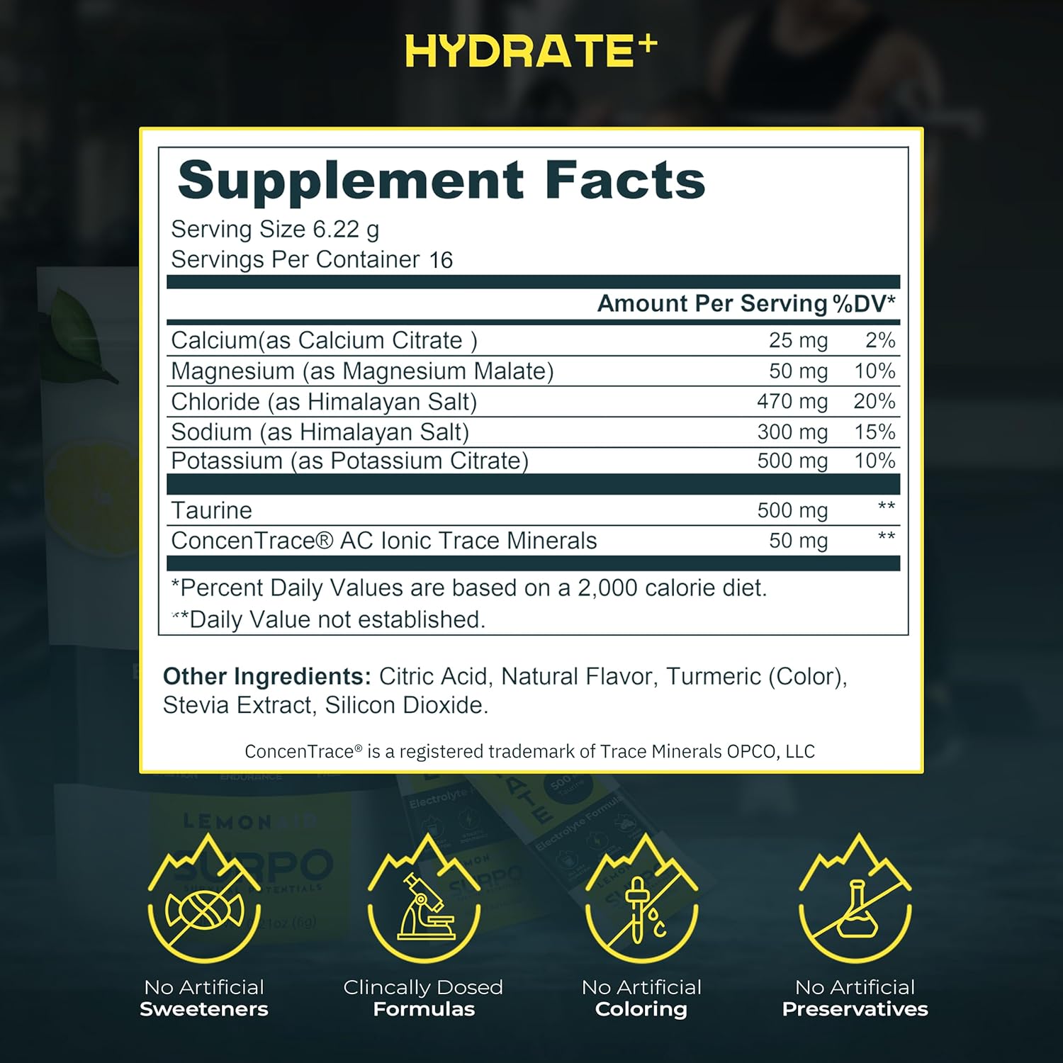 Sugar Free Electrolytes Powder Packets, 16 Count SURPO Electrolyte Drink Mix Lemon-Aid Zero Calorie, No Sugar Instant Hydration Packets for Energy & Recovery with Taurine, Magnesium, Potassium, Sodium
