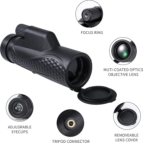 Miniatura 3 de Telescopio monocular de 12 x 42 pulgadas de alta potencia para adultos, telescopio monocular con soporte para smartphone y trípode, telescopio de