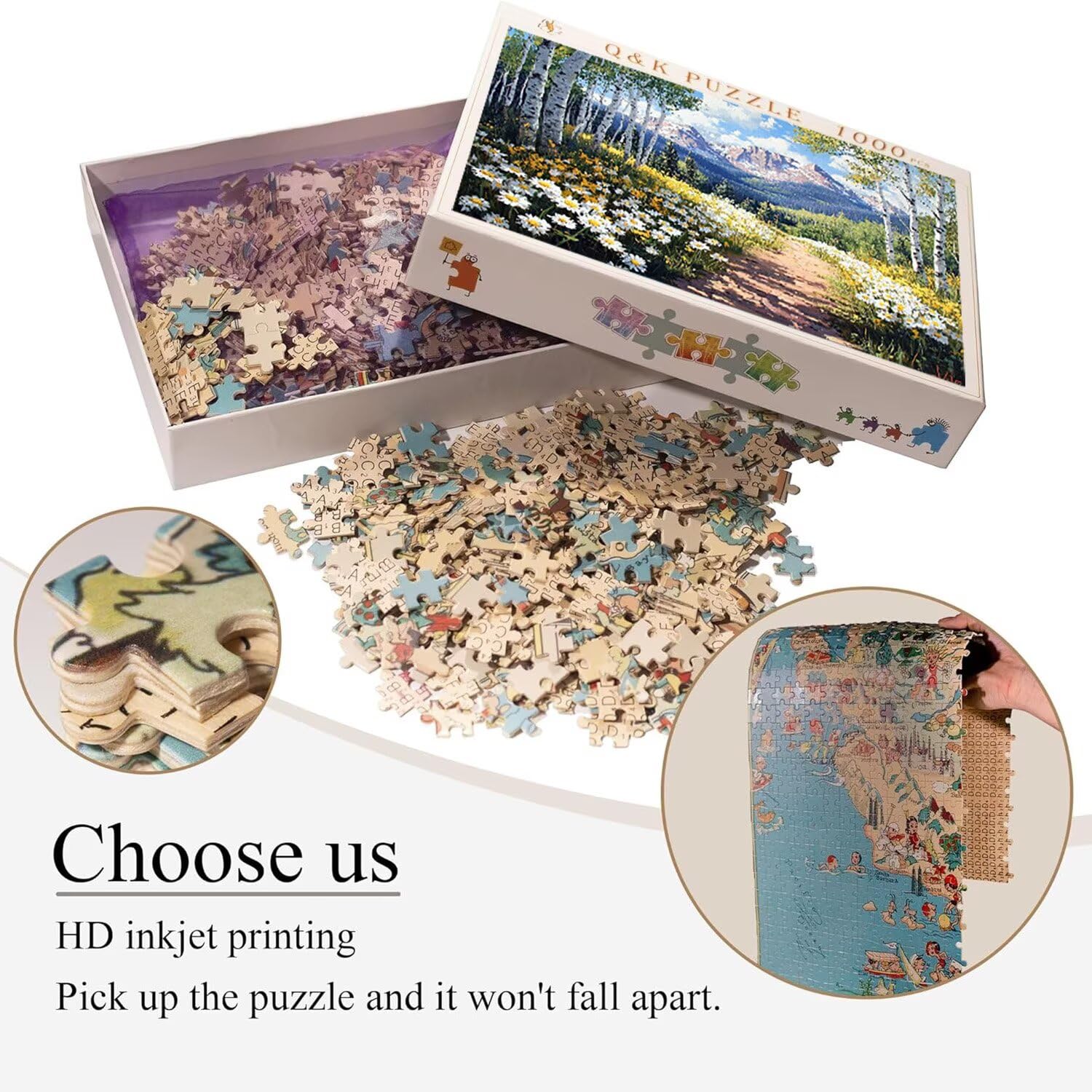 Kwiaty brzozy - puzzle 1000 sztuk dla dorosłych - Puzzle DIY, kreatywna rozrywka, nowoczesna sztuka, klasyczne puzzle dla dorosłych i chłopców w wieku 12 lat, prezent dla mężczyzn i kobiet 75 x 50 cm