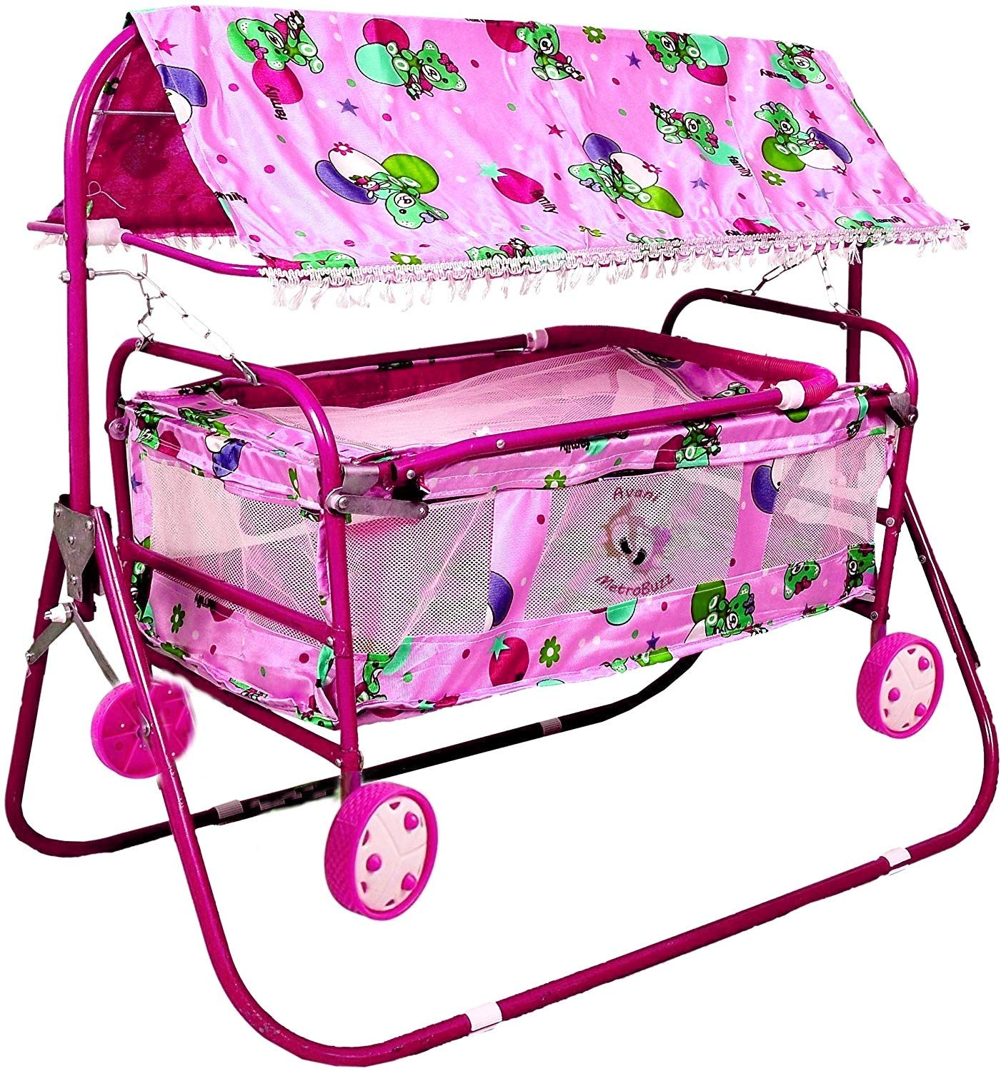 Avani MetroBuzz Baby Swing with Pram Cradle Stroller (Pink)-picture-21