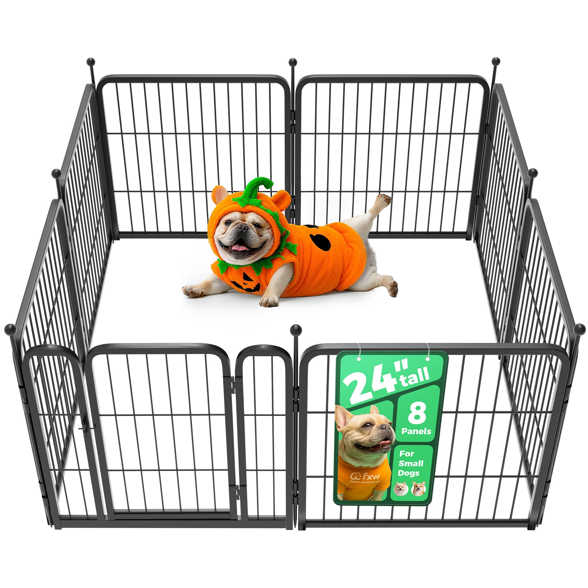 FXWRollick Dog Playpen for Yard, RV Camping, 24 inch 8 Panels for Puppy and Small Dogs│Patented