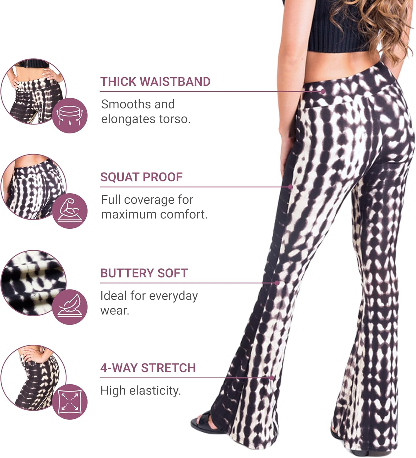 SATINA High Waisted Flare Leggings for Women - Yoga Pants for Women - Buttery Soft Bell Bottom Palazzo - Versatile Sizing - Image 6