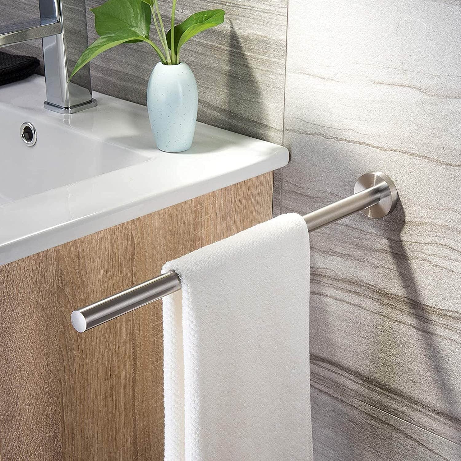 Portasciugamani in Acciaio Inox, per Bagno, Cucina, Vasca da Bagno, Supporto da Parete, Porta Stracci (Asta Singola)