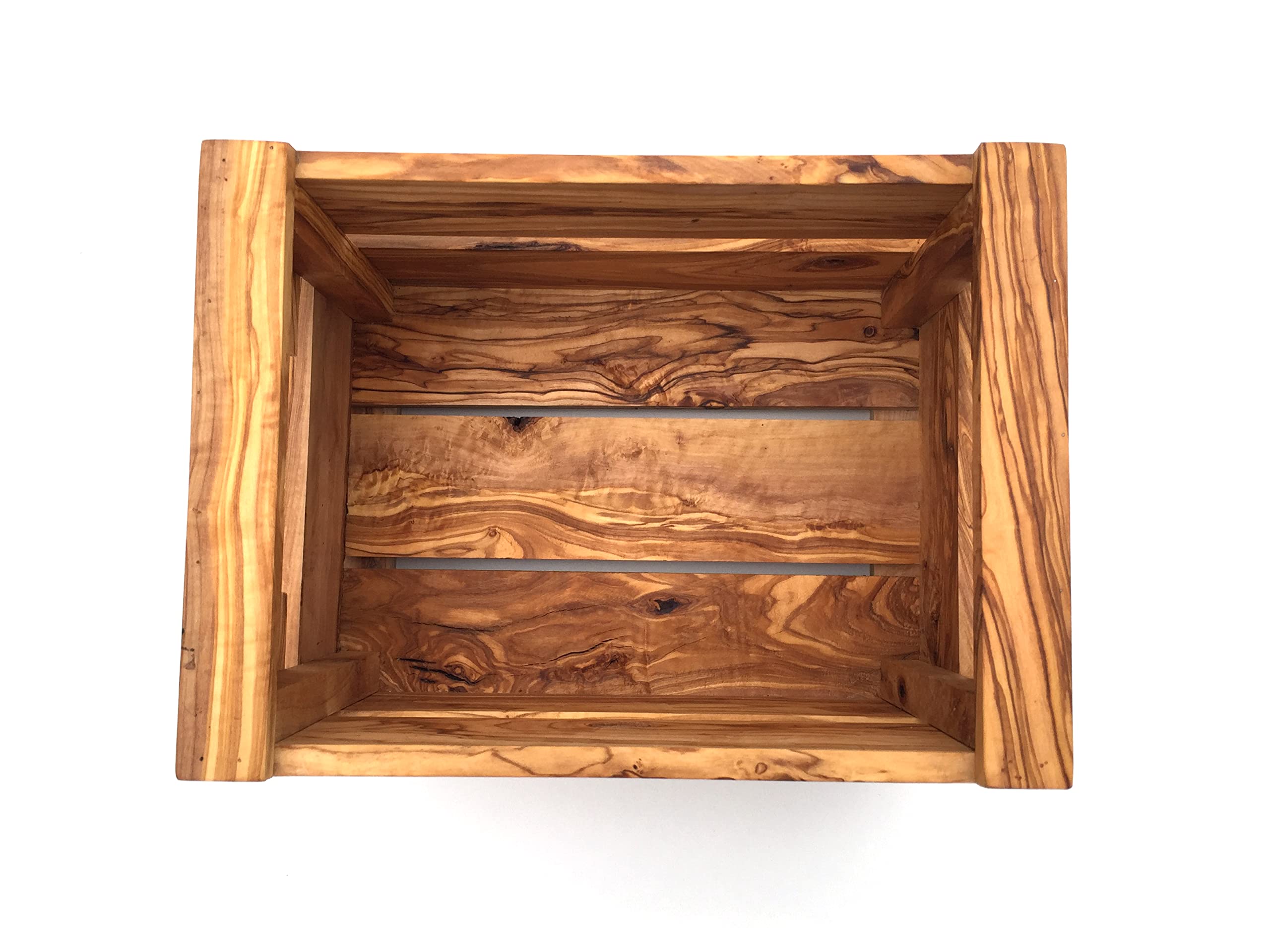 Skrzynka wykonana ręcznie z drewna oliwkowego, rozmiar M, 30 x 22 x 19 cm, do przechowywania, skrzynka na warzywa, owoce, dekoracja, wysokiej jakości