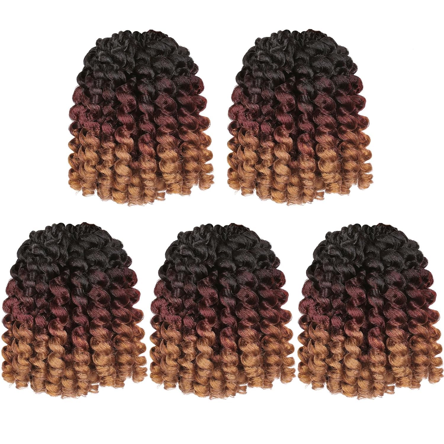 XTREND5 Packs Wand Curl Hair 8inch Jamaican Bounce Synthetic Crochet Twist Braids Hair Extension 20strands/pack Xtrend Hair (1B3027#, 5packs/Lot)