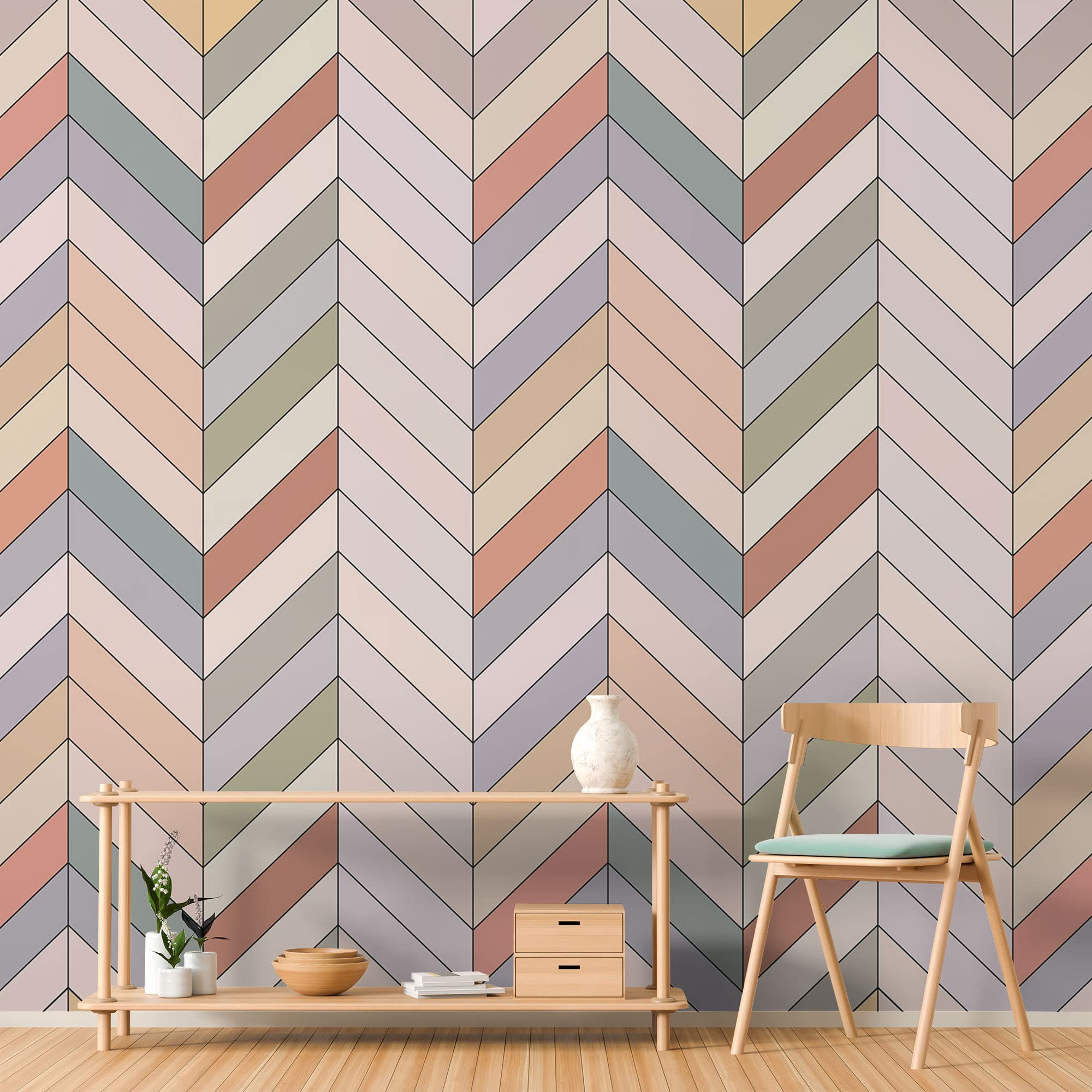 Amazon.com: Murwall Vintage Wallpaper Zigzag Pattern Wall Mural