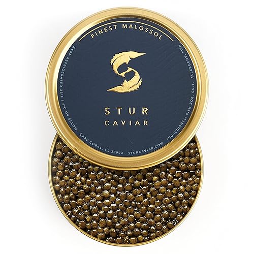 STUR Royal Osetra Sturgeon Caviar – 3.5 oz / 100 g + REGALO 1 oz / 28 g – Ossetra Black Roe – OVERNOCHE GARANTIZADO
