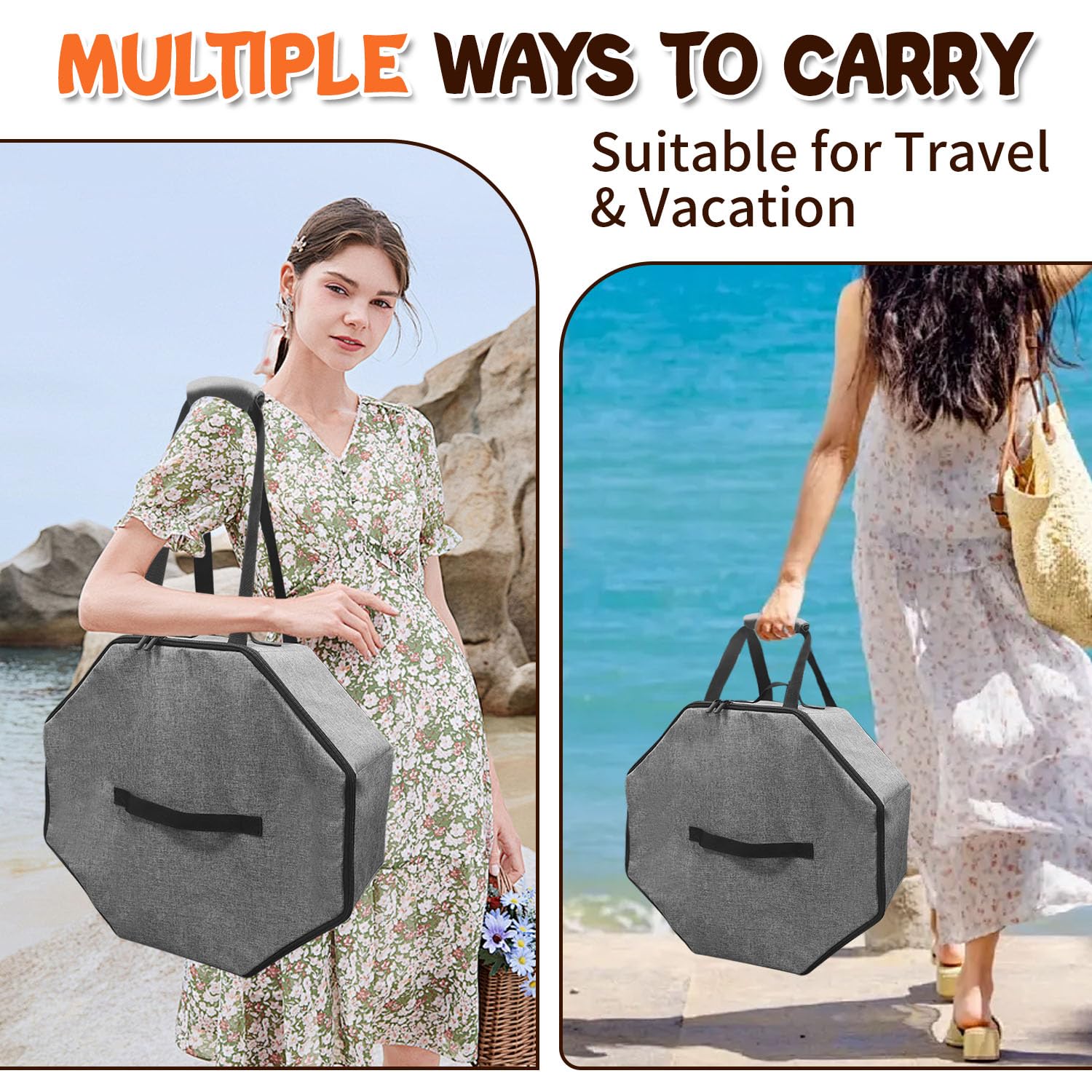 Boczif Boîte de Rangement pour Chapeaux pour Homme et Femme, Sac de Rangement Pliable pour Chapeaux de Cowboy avec poignée, Grand Sac de Transport pour Chapeaux (Gris)