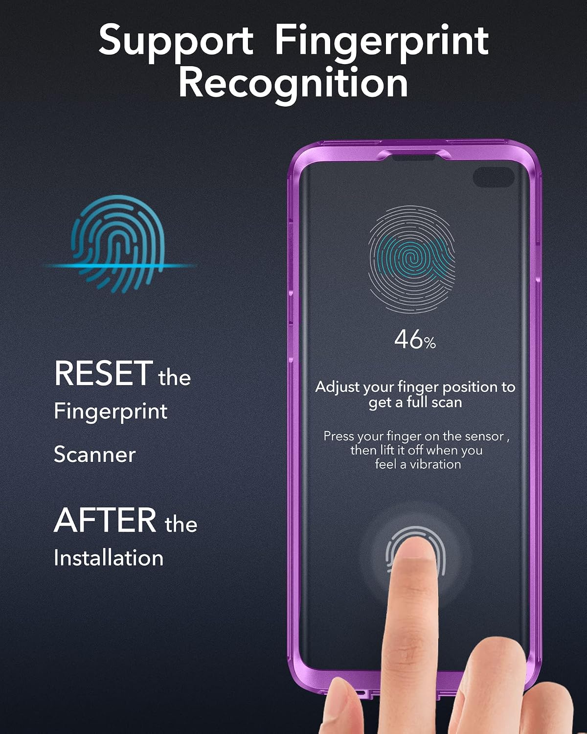 YOUMAKER Kickstand Case for Galaxy S10 Plus, Built-in Screen Protector Work with Fingerprint ID Full Body Heavy Duty Protection Shockproof Cover for Samsung Galaxy S10+ Plus 6.4 inch - Purple