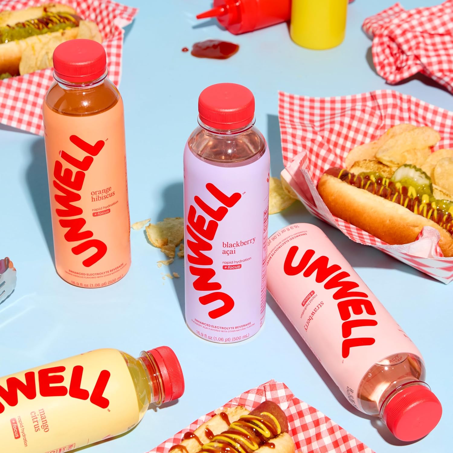 Unwell Hydration Electrolyte Drink For Rapid Hydration + Focus – Blackberry Acai, 12 Pack