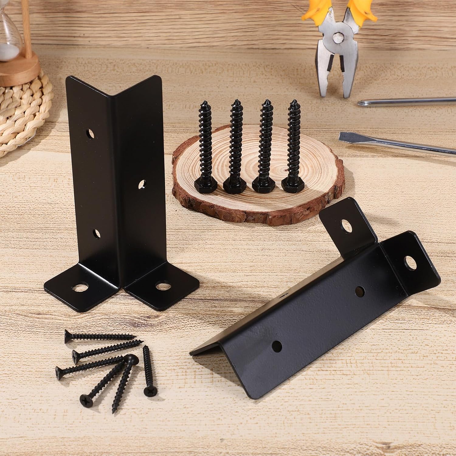jojofuny 4pcs Deck Post Base Brackets Fencing Post Brackets Heavy Duty Fence Post Anchor Railings Accessories