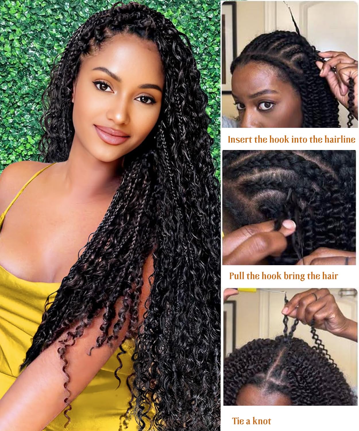 Burmese Cruly Crochet Human Hair Extensions Pre-Separated Lightweight Reusable No Tangle Shedding Thick Invisible Pre-Looped For Boho Braids 50g 22inch
