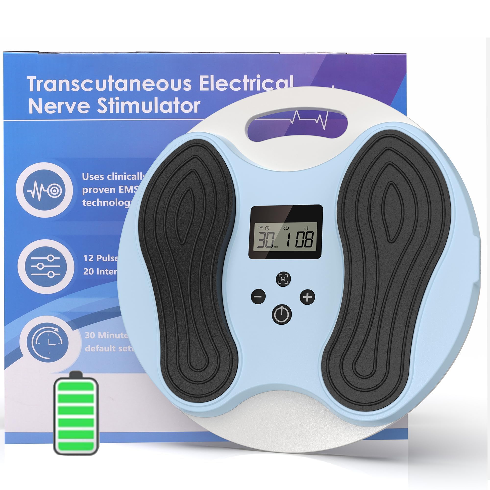 Medic Durchblutungsstimulator Beine, EMS Fußmassagegerät mit 4 TENS Elektrodenpads, Durchblutungsstimulator für Füße und Beine – fördert Durchblutung, lindert Fußschmerzen & entspannt Muskeln