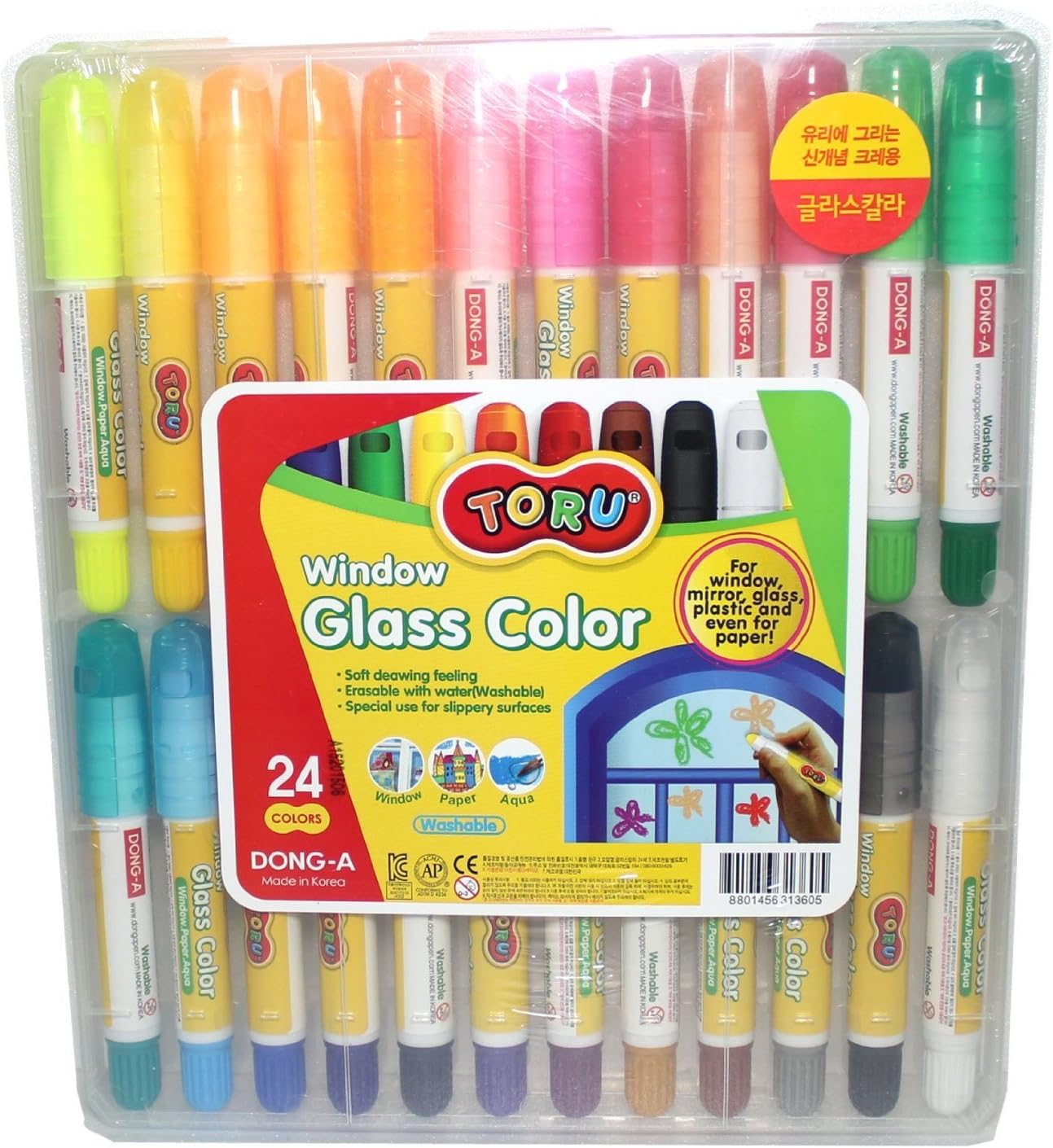 Amazon.com: Dong-a Toru Window Glass 24 Color Crayon Marker for Window ...