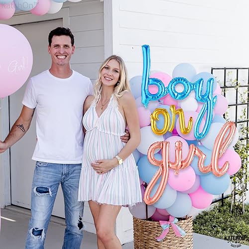 Miniatura 3 de KatchOn, Globo de escritura para niños o niñas, 36 pulgadas, globos para niños y niñas para decoraciones de revelación de género, suministros de