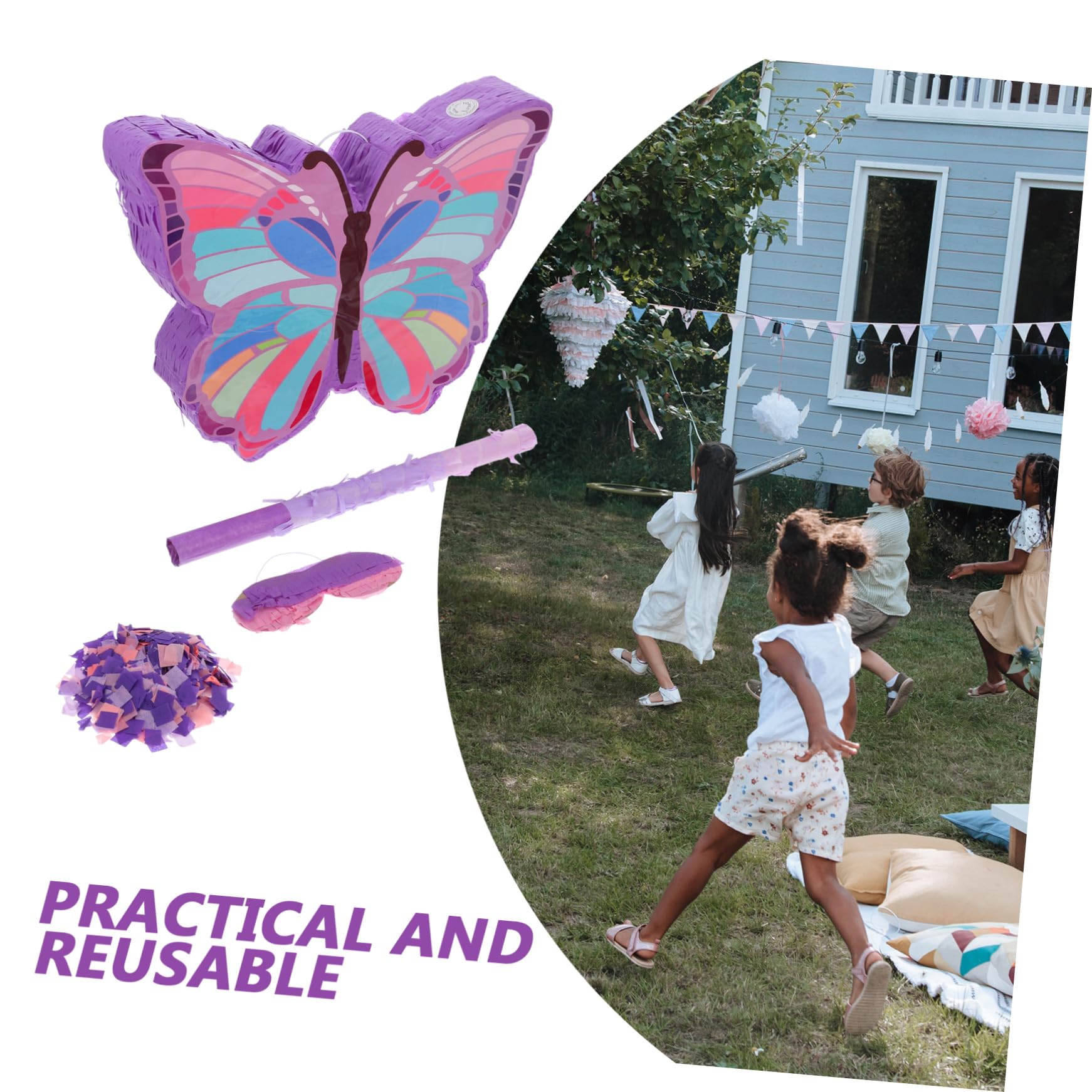 Toyvian Piñata de Papel con Diseño de Insecto para Fiesta de Cumpleaños Niña, Material Seguro y Color Vibrante, Incluye Palo para Juego Tradicional en Fiestas Infantiles