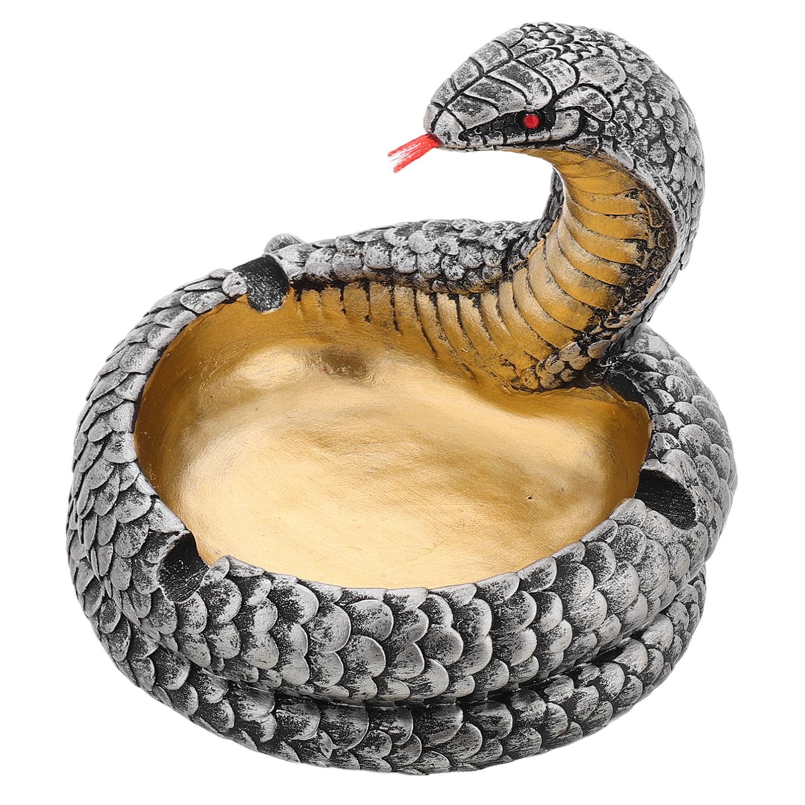 Cendrier cobra en résine sculptée, finition décorative maison