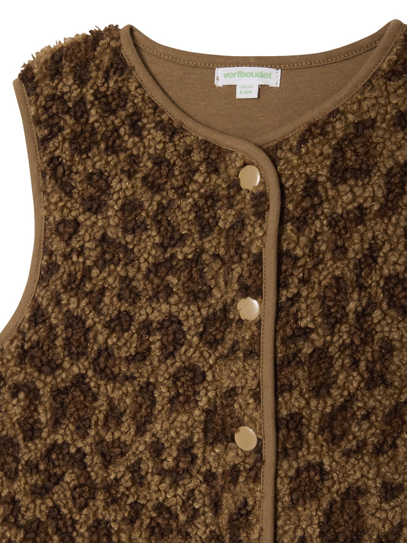 Vertbaudet Mädchen Teddyfleece-Weste mit Leopardenmuster