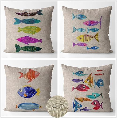 Miniatura 1 de Juego de 4 fundas de almohada coloridas de 12 x 12 pulgadas cuadradas de doble cara decorativas para el verano, almohadas impermeables para