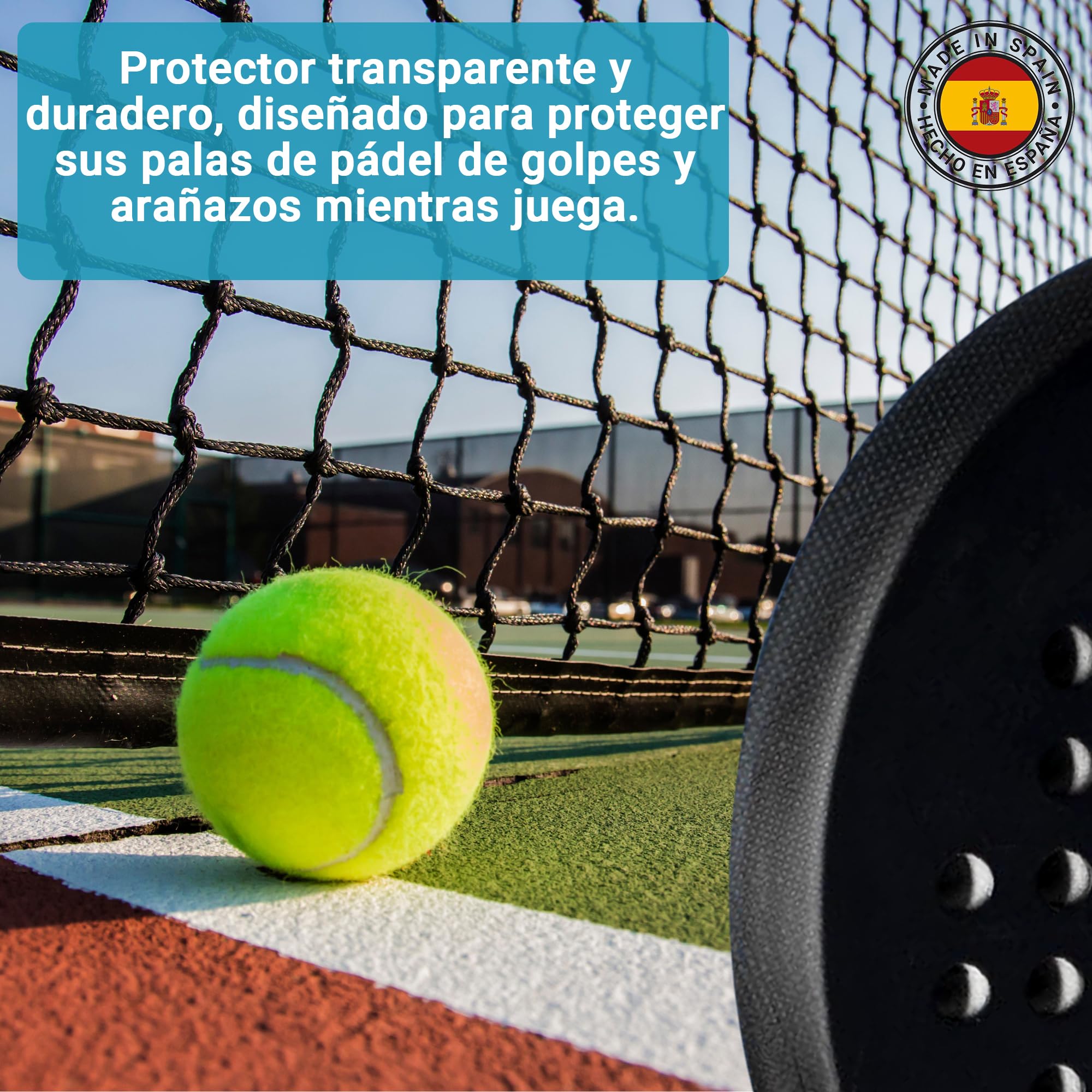 Protector Pala de Padel - Protector Pala Padel Transparente 35 x 370mm Ligero, Rugoso y Duradero - Padel Accesorios - Fabricados en España