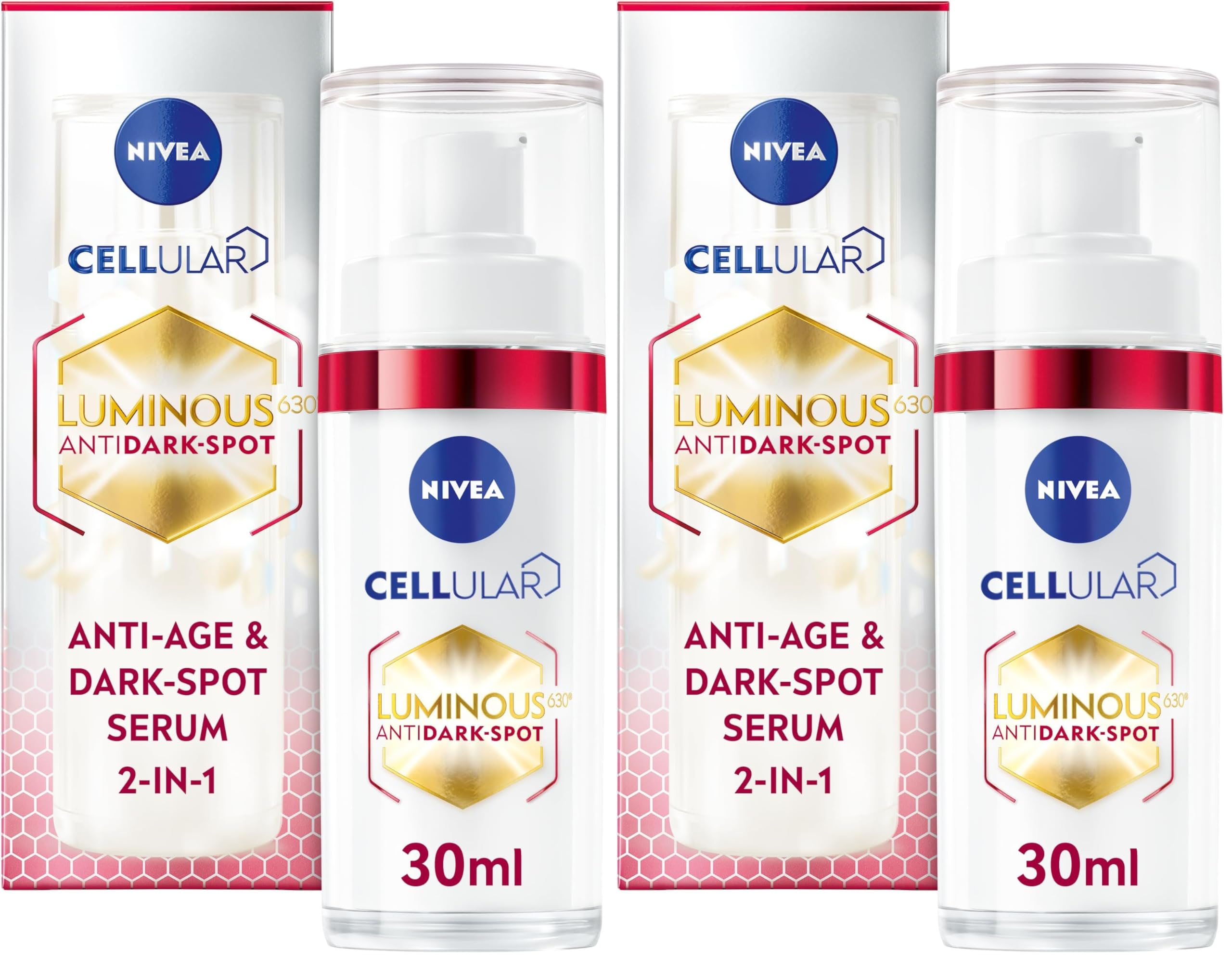NIVEA Luminous630 Leke & Yaşlanma Karşıtı Serum 30 ml,Hyaluronik Asit ve Kolajen Tetikleyici (2 paketi)