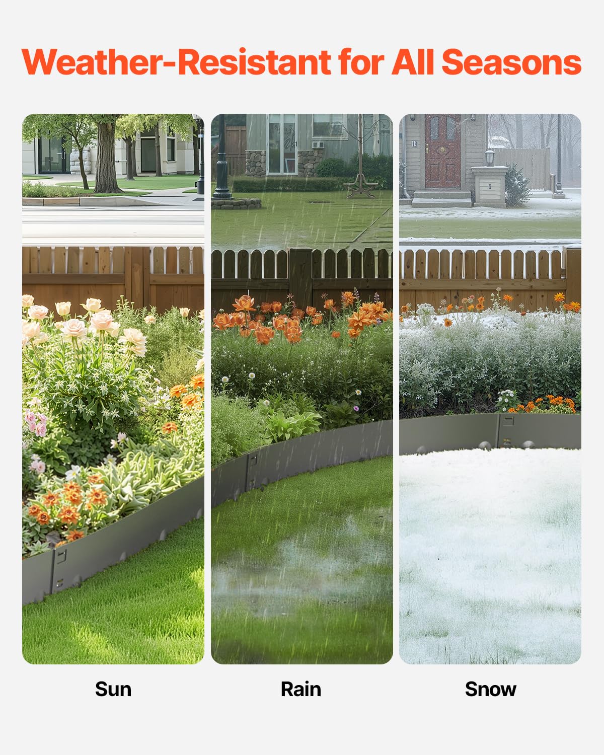 VEVOR Bordatura in Acciaio Metallo Antiruggine per Giardino, Bordatura Pieghevole per Prato Resistente, Facile da Installare, Divisorio Aiuole, Grigio Scuro 5 Pezzi 990 x 207 x 1,5 mm