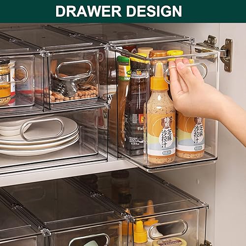 Miniatura 4 de LALASTAR Organizador de refrigerador y almacenamiento transparente, contenedor organizador grande para refrigerador con cajón extraíble,