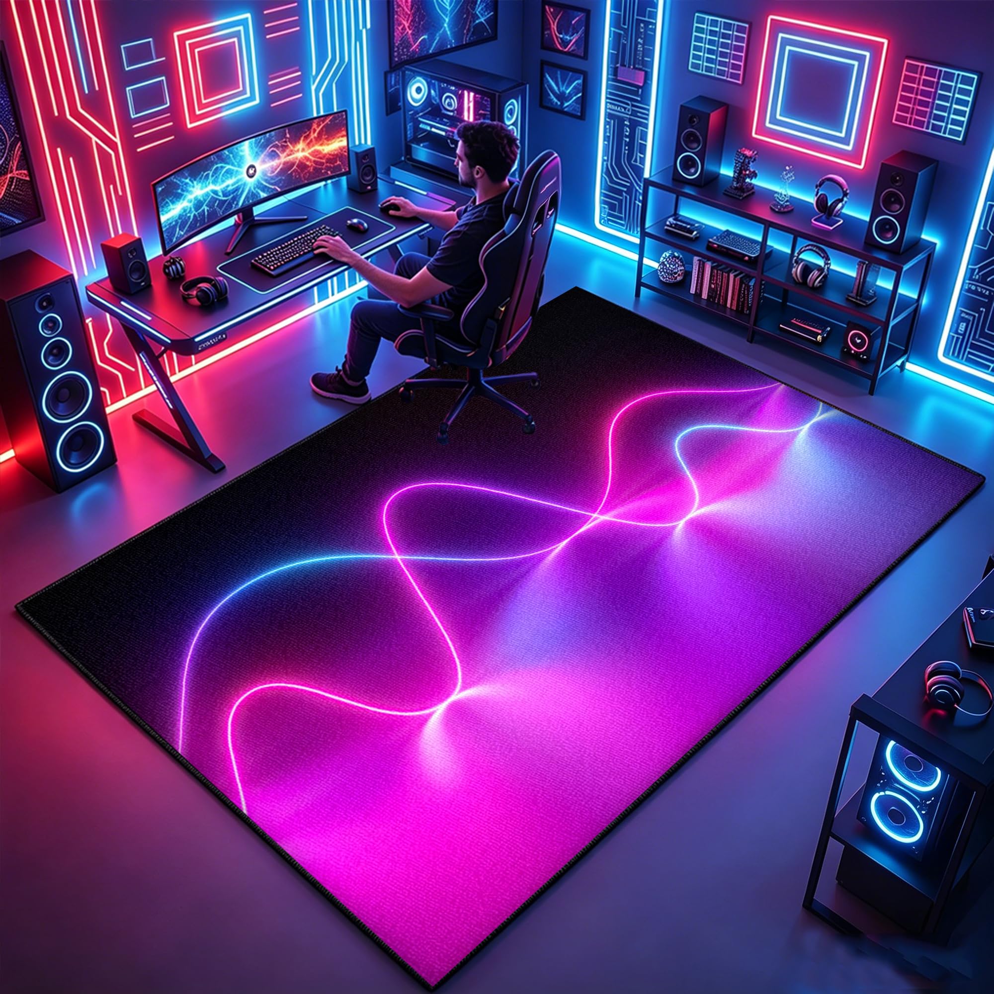 Tapis de jeu gaming pour chambre grand tapis de salon 3D