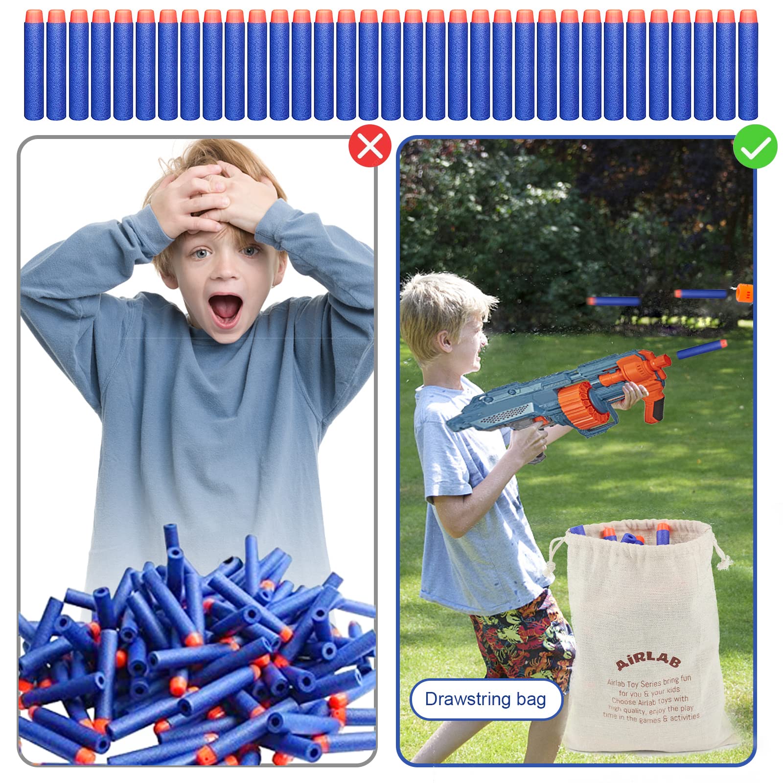 Airlab 100 sztuk uzupełniających rzutek do Nerf, 7,2 cm piankowe pociski do miotaczy serii N-strike elite, akcesoria do pistoletów zabawkowych do gier sportowych na świeżym powietrzu, niebieskie