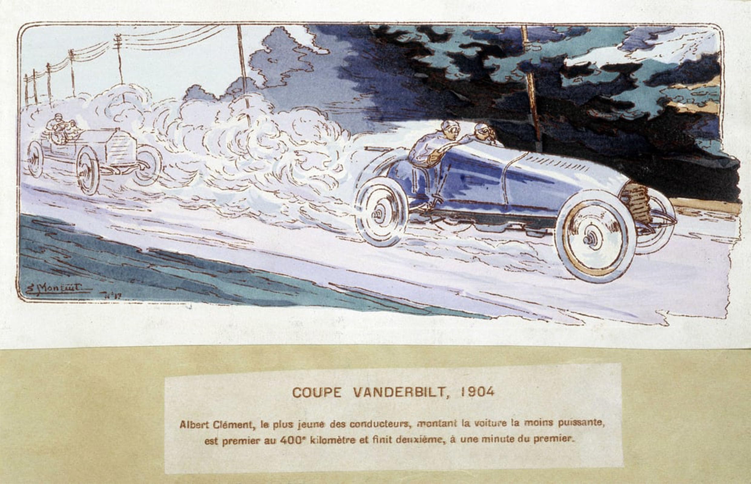 SERENDIPITP Vintage Wall Art Canvas Nordic Poster Canvas Print Picture Racing the Vanderbilt Cup in by Ernest Montaut Wall Art Poster for Home Decor 60x90cm