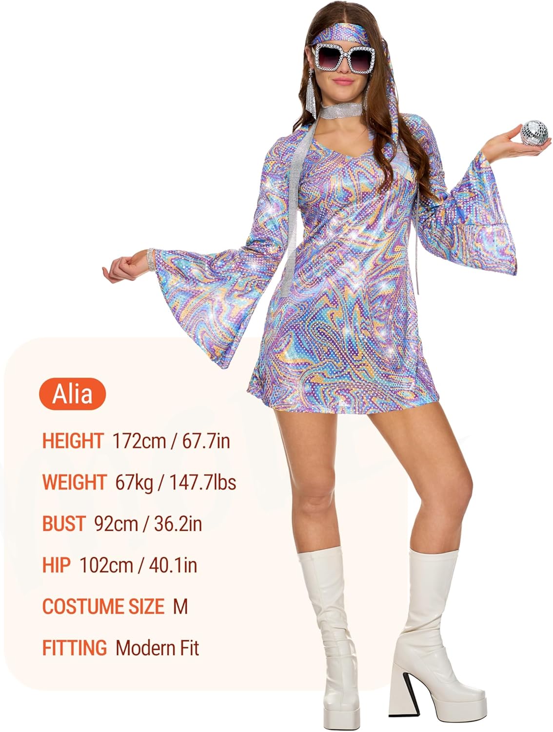 Spooktacular Creations 70s Disco Outfits for Women, Halloween Dress with 70s Accessories for Halloween Costumes Dance Party - Image 3