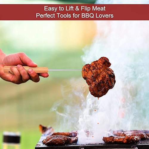 Miniatura 5 de Leonyo Paquete de 2 aletas de coleta para alimentos, aletas de gancho de carne de 12 pulgadas con ejes de acero inoxidable, sustitutos de pinzas