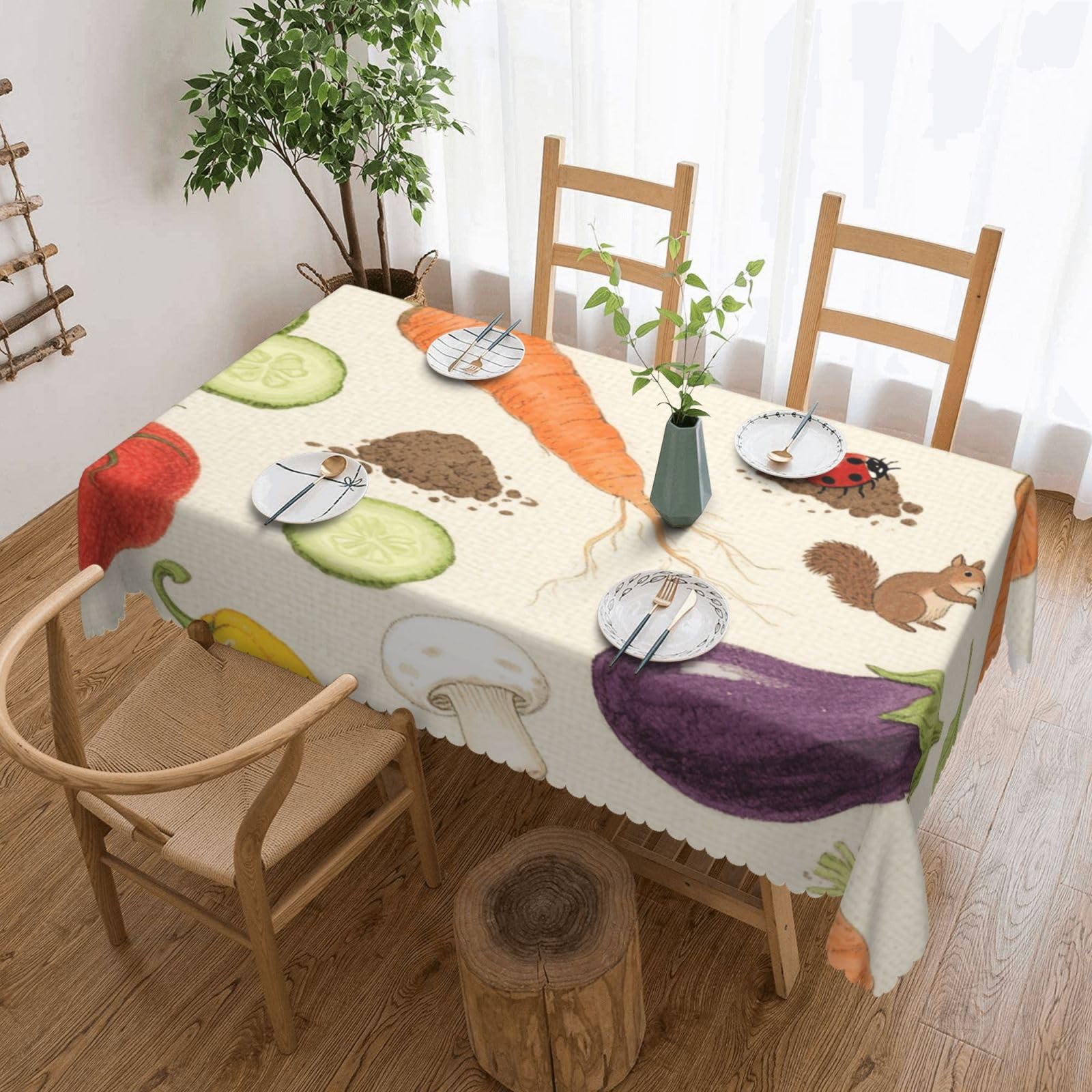 FekiLoot Rectangle Tablecloth 54 X 72 Inch, Classic Stain ‎Resistant Table Cloth Reusable Washable Table Cover Vegetable Platter Tabletop Decor for Kitchen Dining Party Indoor Outdoor Use