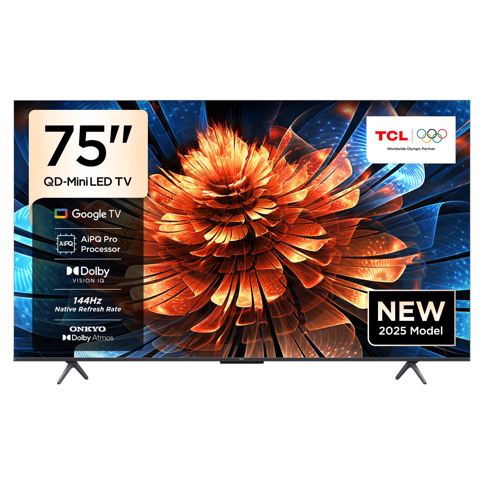 TCL 75Q6C Television 75 Inch Smart TV 4K QD-Mini LED Colorful Quantum Crystal HDR 10+ Gaming Google TV, 144Hz Native Refresh Rate, ONKYO 2.1 Hi-Fi, Dolby Atmos, AI Mode, Game Master (2025 Model)TCL 75Q6C Television 75 Inch Smart TV 4K QD-Min…